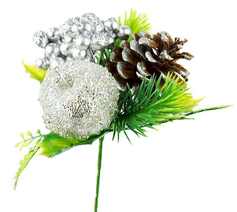 Picture of 6 silver glitter christmas pick